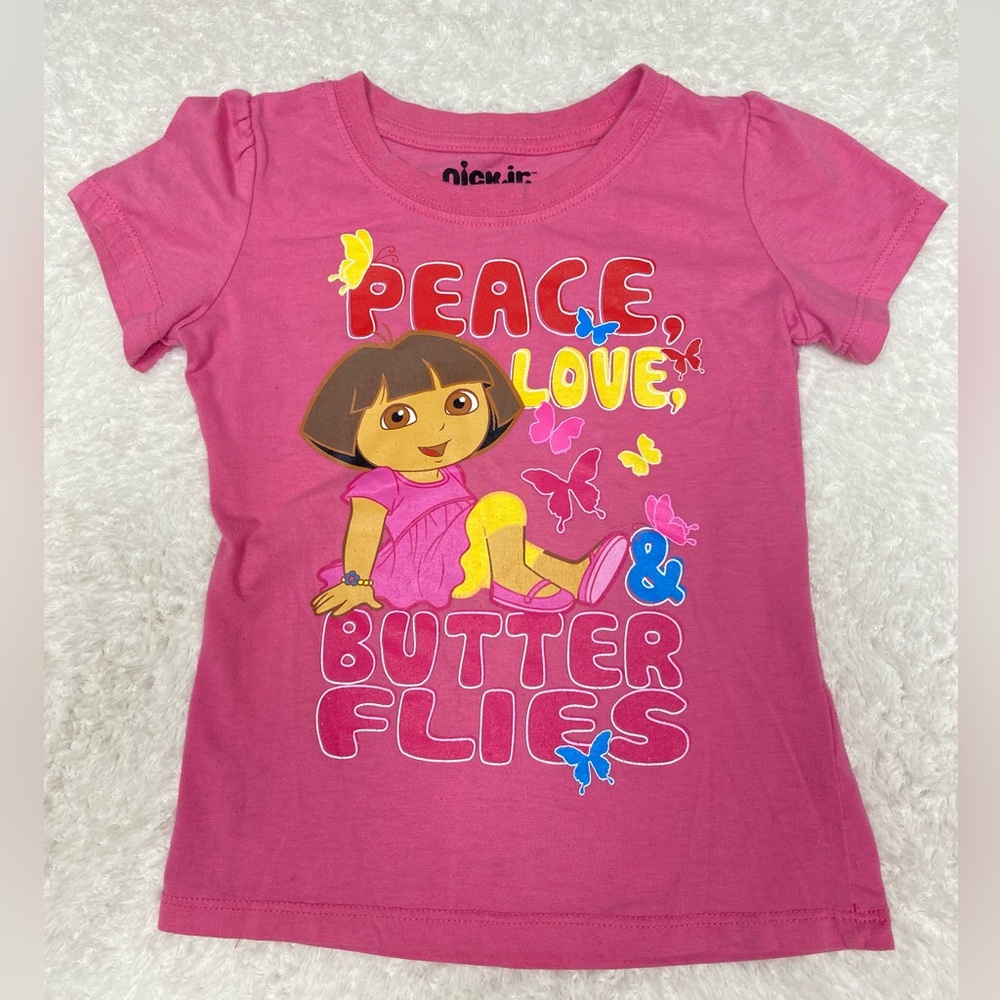 2011 Vintage Y2K Dora The Explorer Pink Shirt Size 5 Toddler, Nickelodeon Viacom